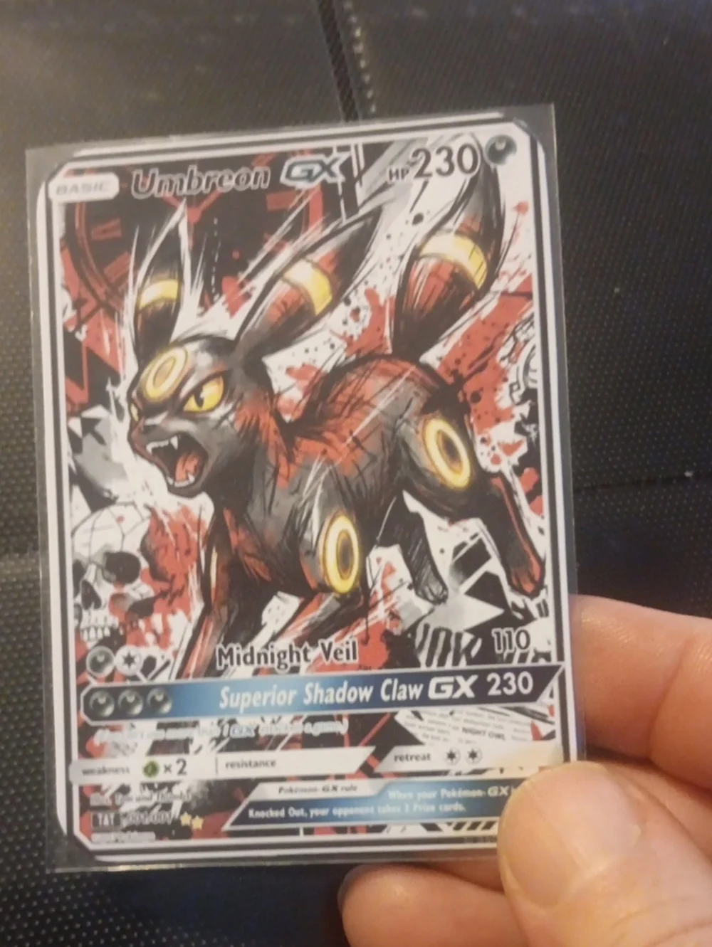 Pokemon Umbreon GX Card - Black, Yellow, Red